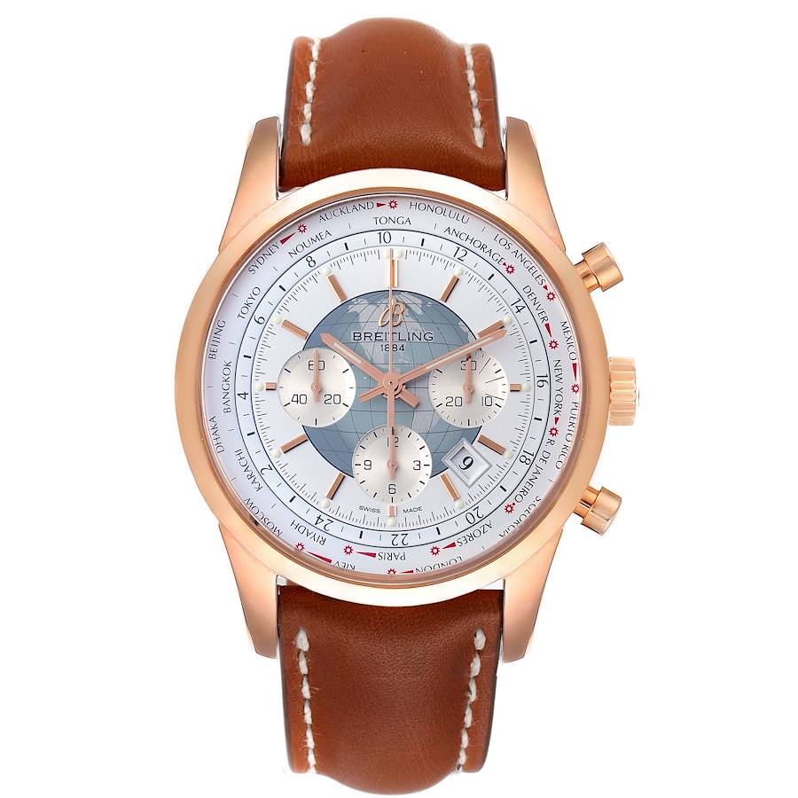 Breitling Transocean Chronograph Unitime Rose Gold Watch RB0510