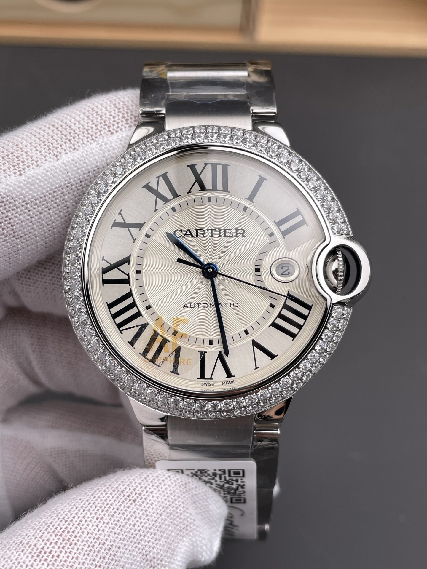 Ballon Bleu Double Row Diamond Bezel Steel Bracelet