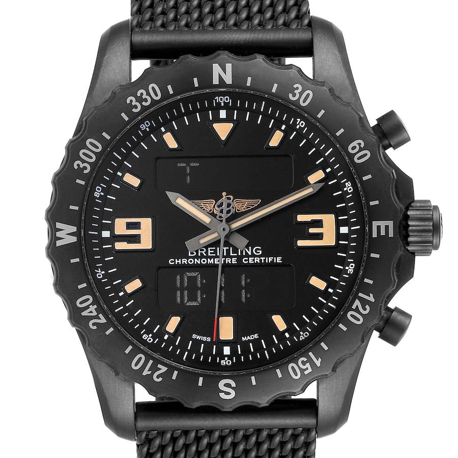 Breitling Chronospace Military GMT Alarm Blacksteel Mens Watch M78366