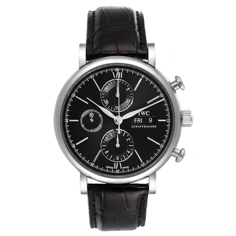 IWC Portofino Steel Black Dial Chronograph Mens Watch IW391008