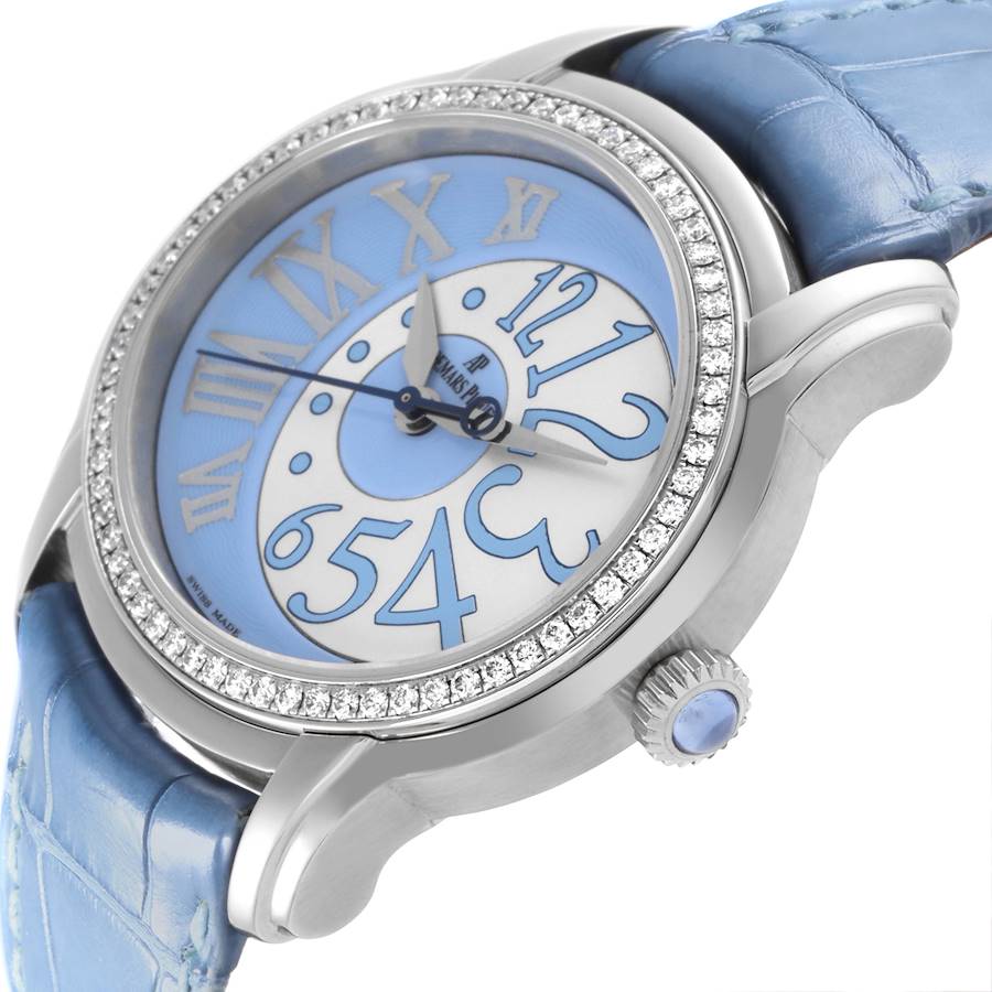 Audemars Piguet Millenary Blue Dial Steel Diamond Ladies Watch 77301ST