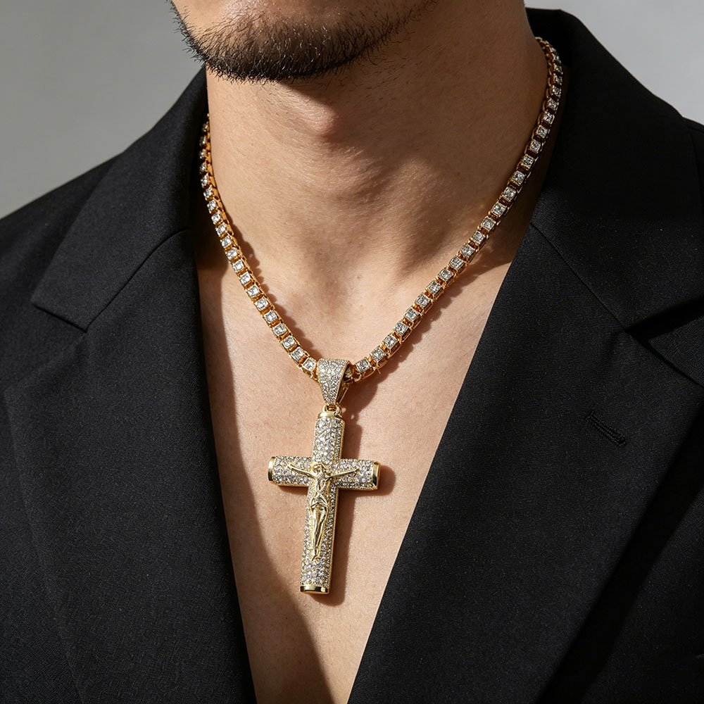 Iced Cross Pendant Tennis Chain - Spiritual Protection & Abundance Amplifier