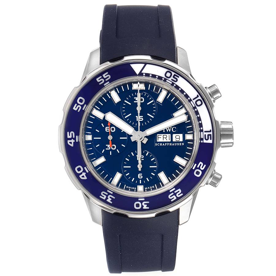 IWC Aquatimer Automatic Chrono Day Date Blue Strap Watch IW376711