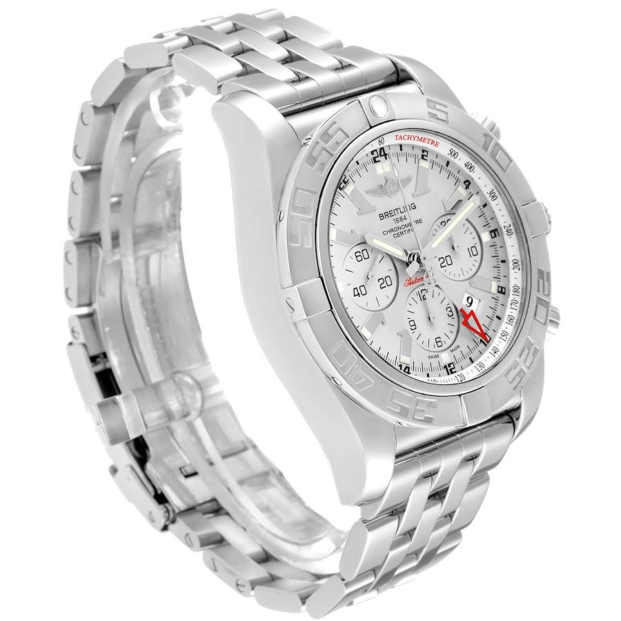 Breitling Chronomat GMT Steel Silver Dial Mens Watch AB0410