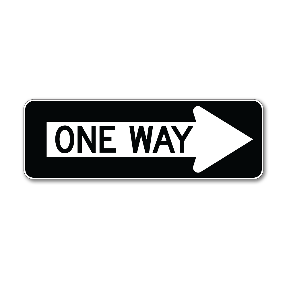 One Way in Right Arrow Sign