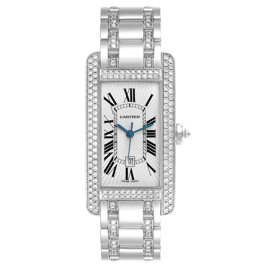 Cartier Tank Americaine White Gold Diamond Mens Watch WB7045MP