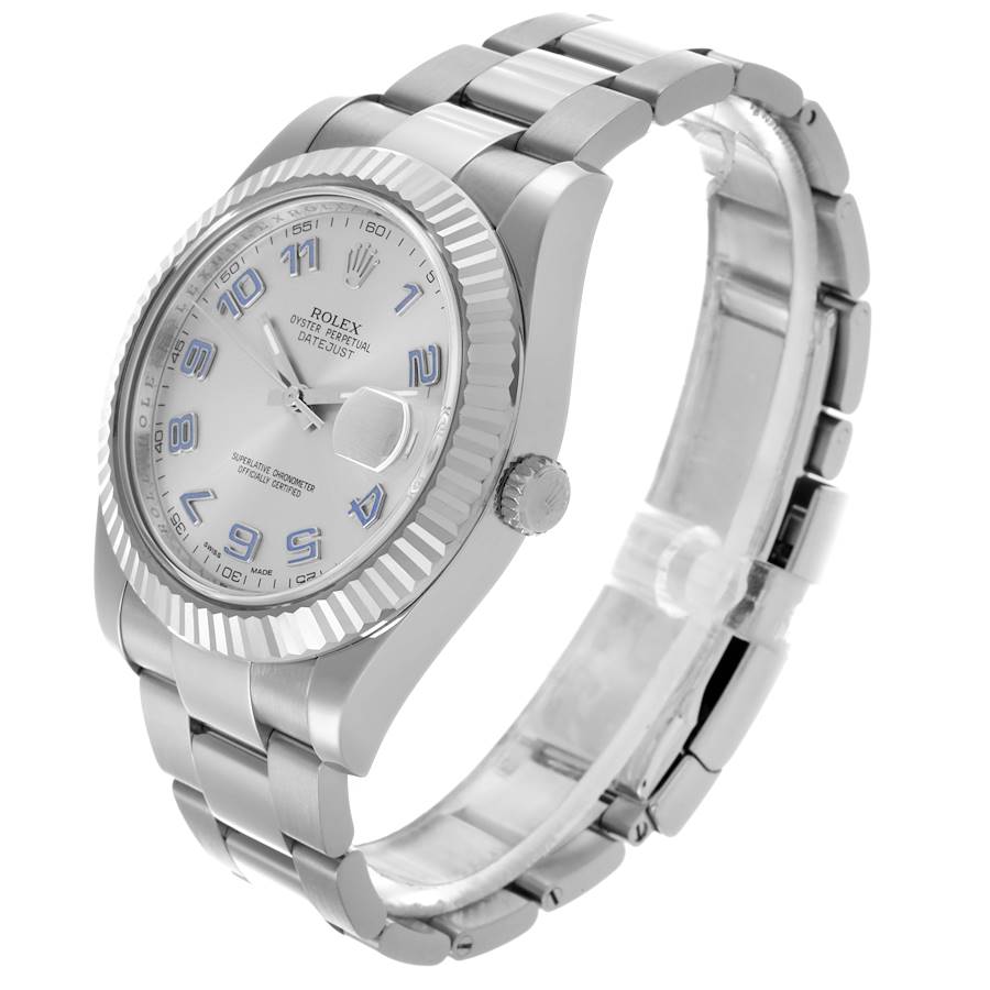 Rolex Datejust II 41 Steel White Gold Blue Numerals Mens Watch 116334
