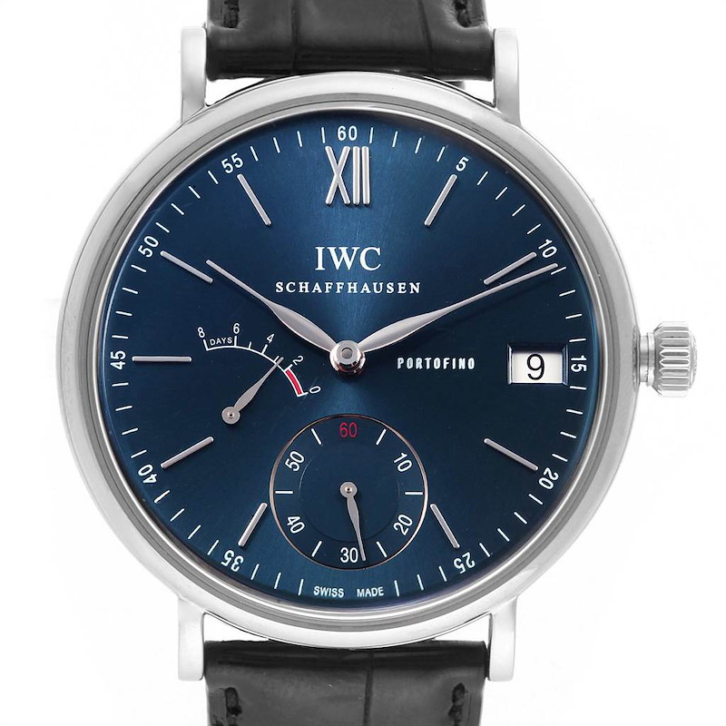 IWC Portofino 8 Days Power Reserve Blue Dial Steel Mens Watch IW510106