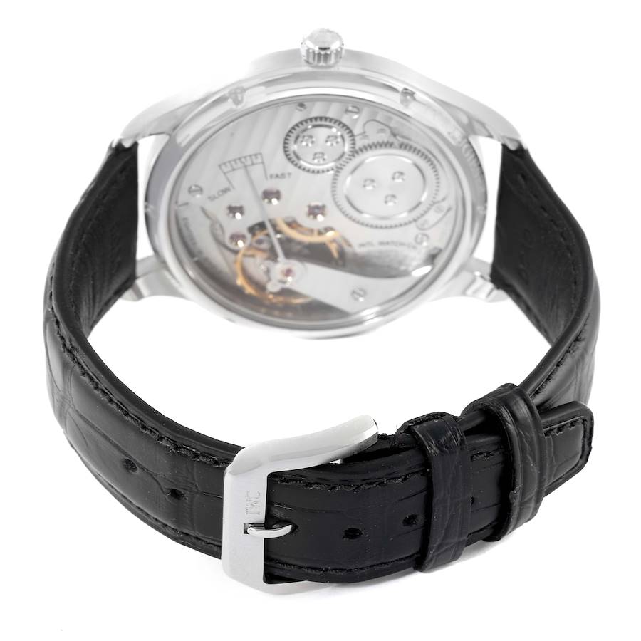 IWC Portuguese Black Dial Vintage Style Steel Mens Watch IW544501