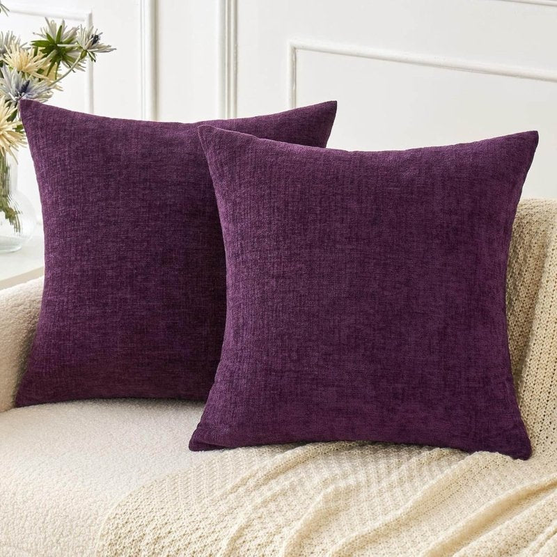 Soft Chenille Solid Dyed Pillow Covers (Pack of 2)