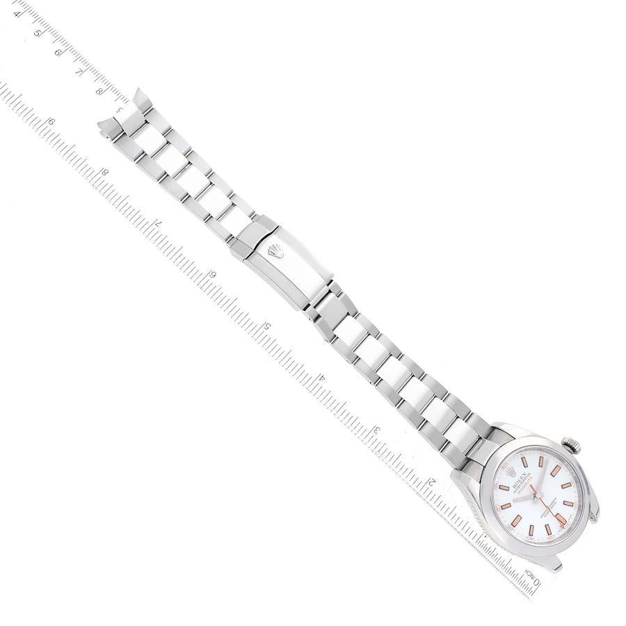 Rolex Milgauss White Orange Dial Steel Mens Watch 116400