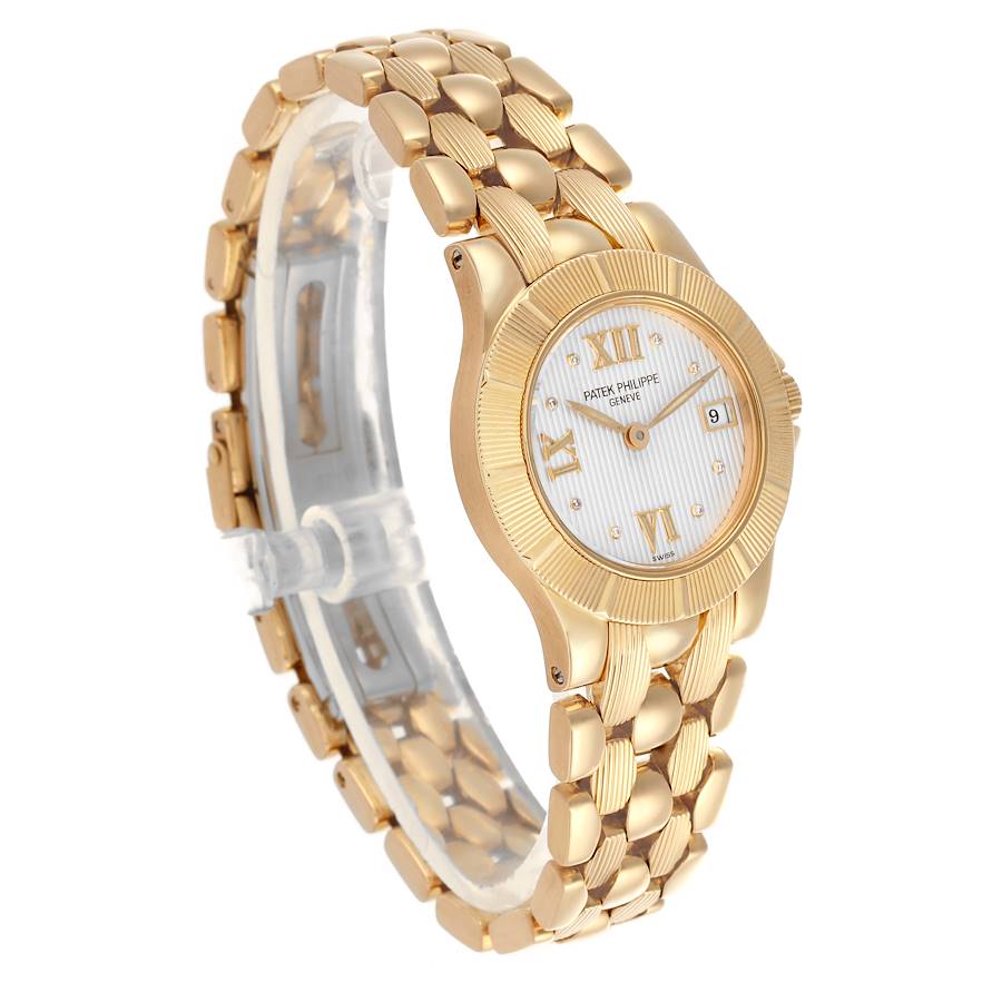 Patek Philippe Neptune Yellow Gold Diamond Dial Ladies Watch 4881