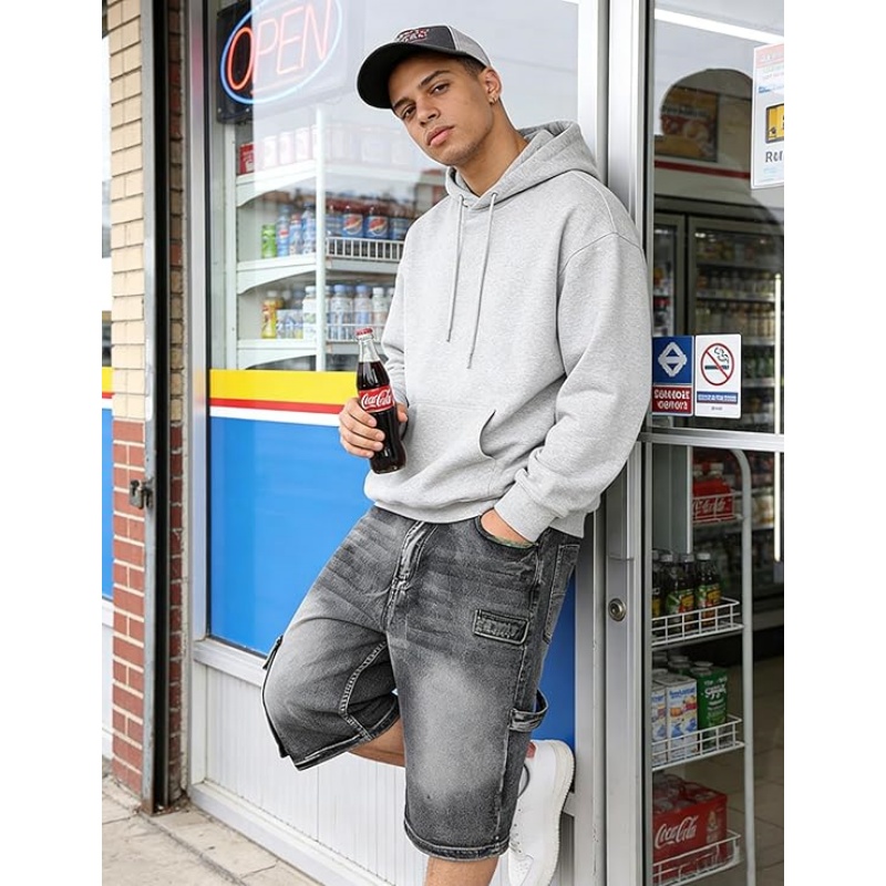 Men's Baggy Denim Cargo Shorts