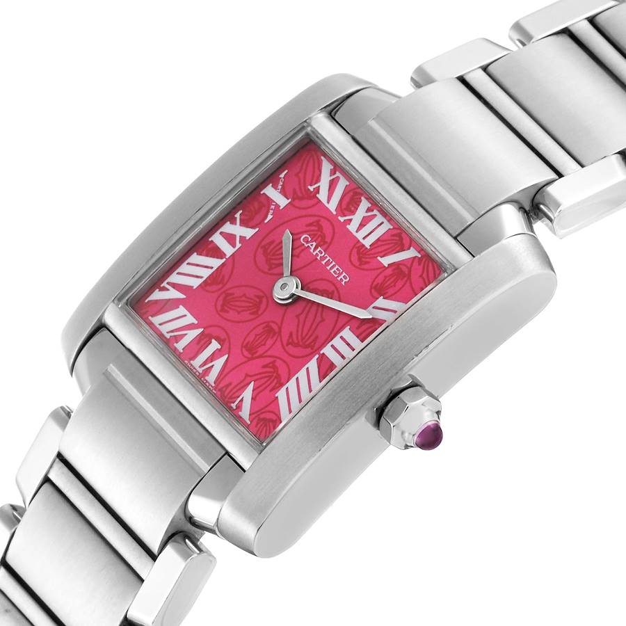 Cartier Tank Francaise Raspberry Dial Limited Edition Steel Ladies Watch W51030Q3