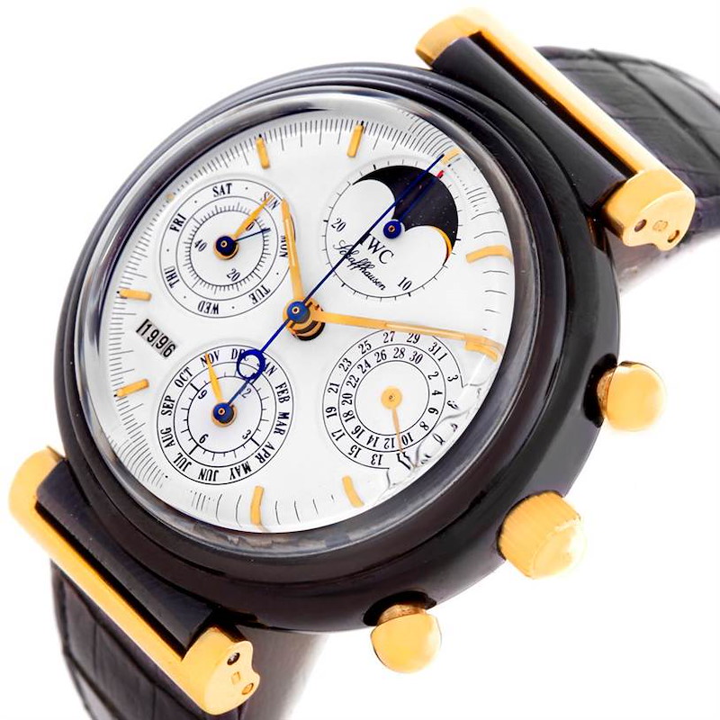 IWC Da Vinci 18K Yellow Gold Ceramic Perpetual Calendar Moonphase Watch 3755
