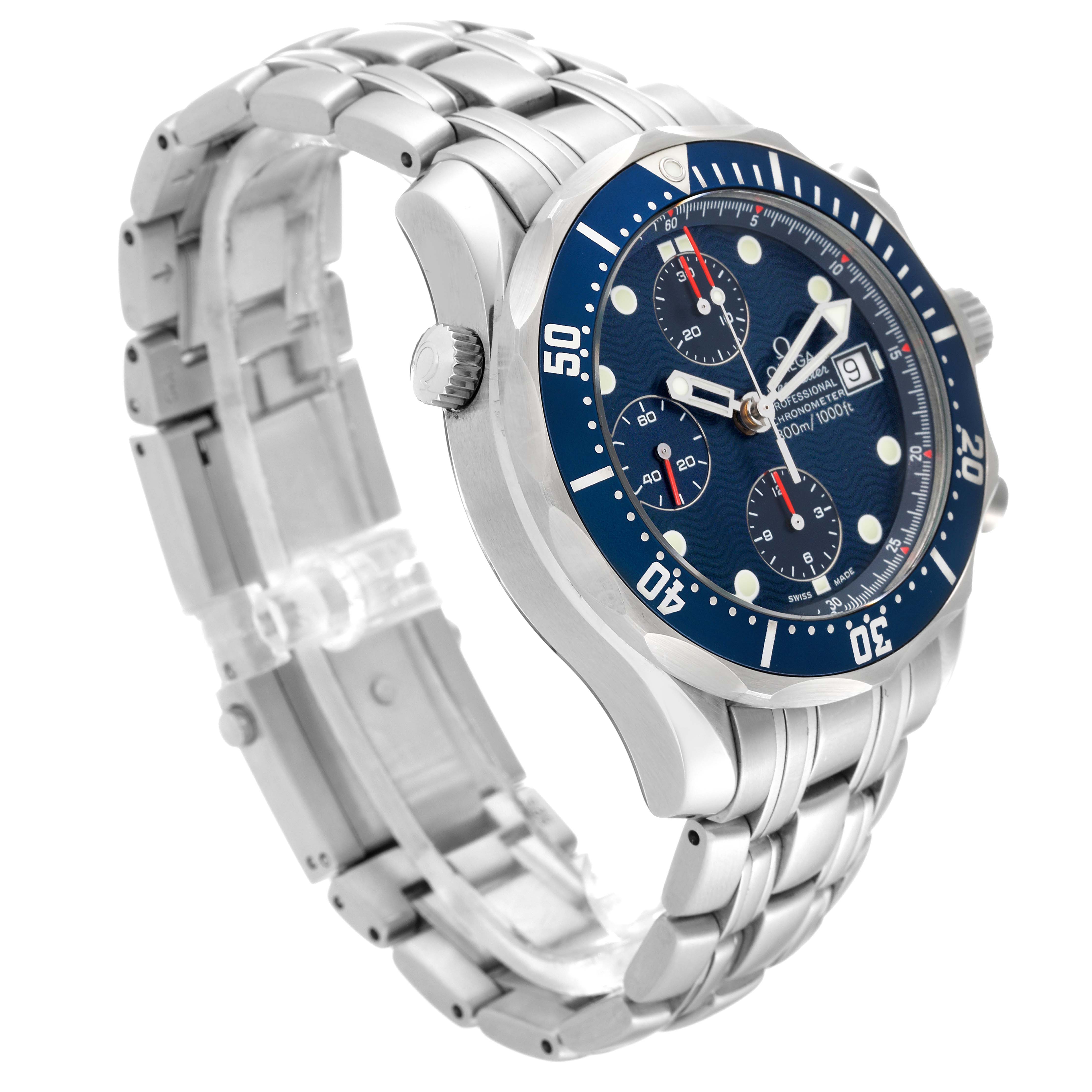 Omega Seamaster Blue Dial Chronograph Steel Mens Watch 41.5 MM 2599.80.00 Card