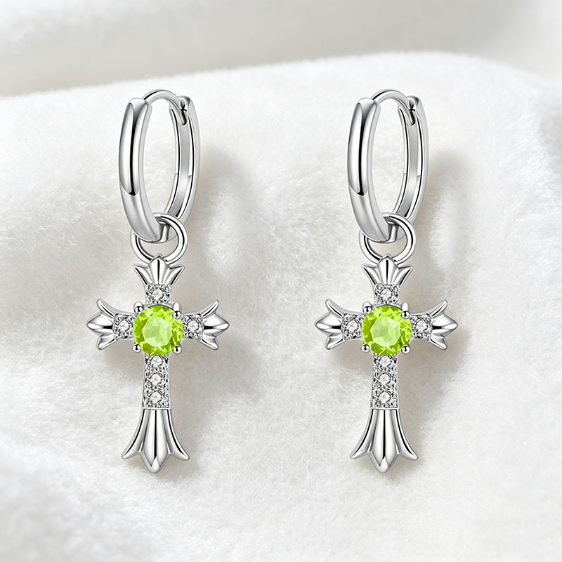 GemVibra Talismanic Cross Earrings | Protective Crystal Huggie Hoops