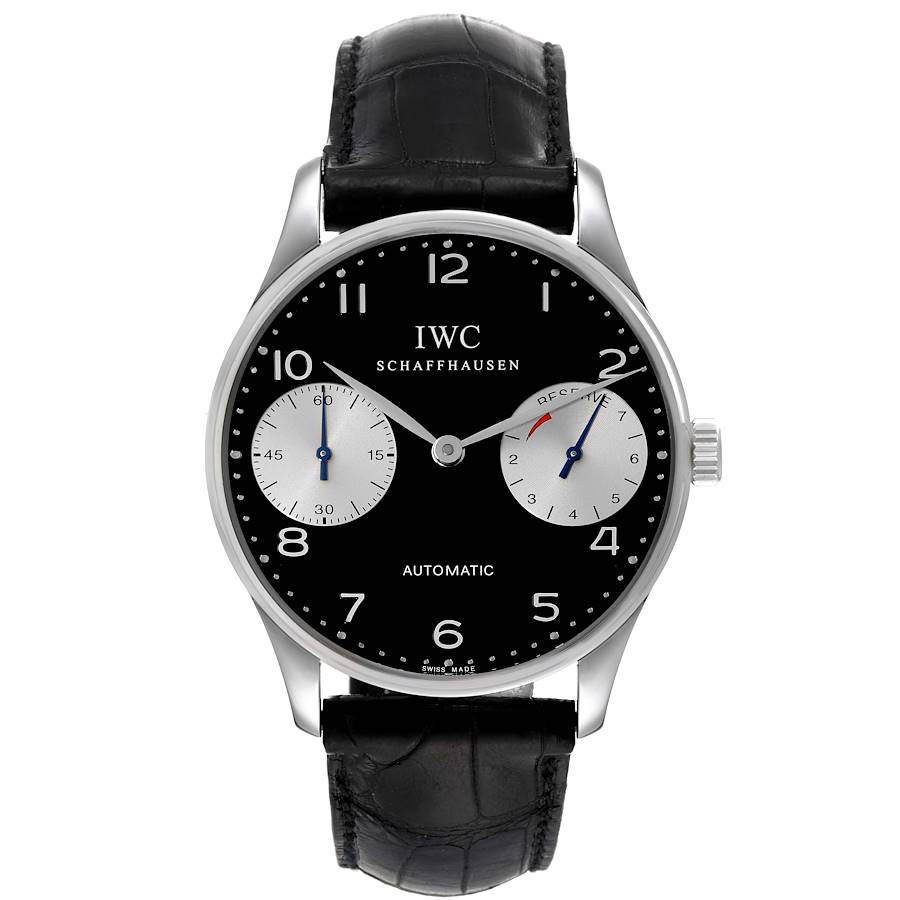 IWC Portuguese 7 Day Black Dial Limited Edition Steel Mens Watch IW500001