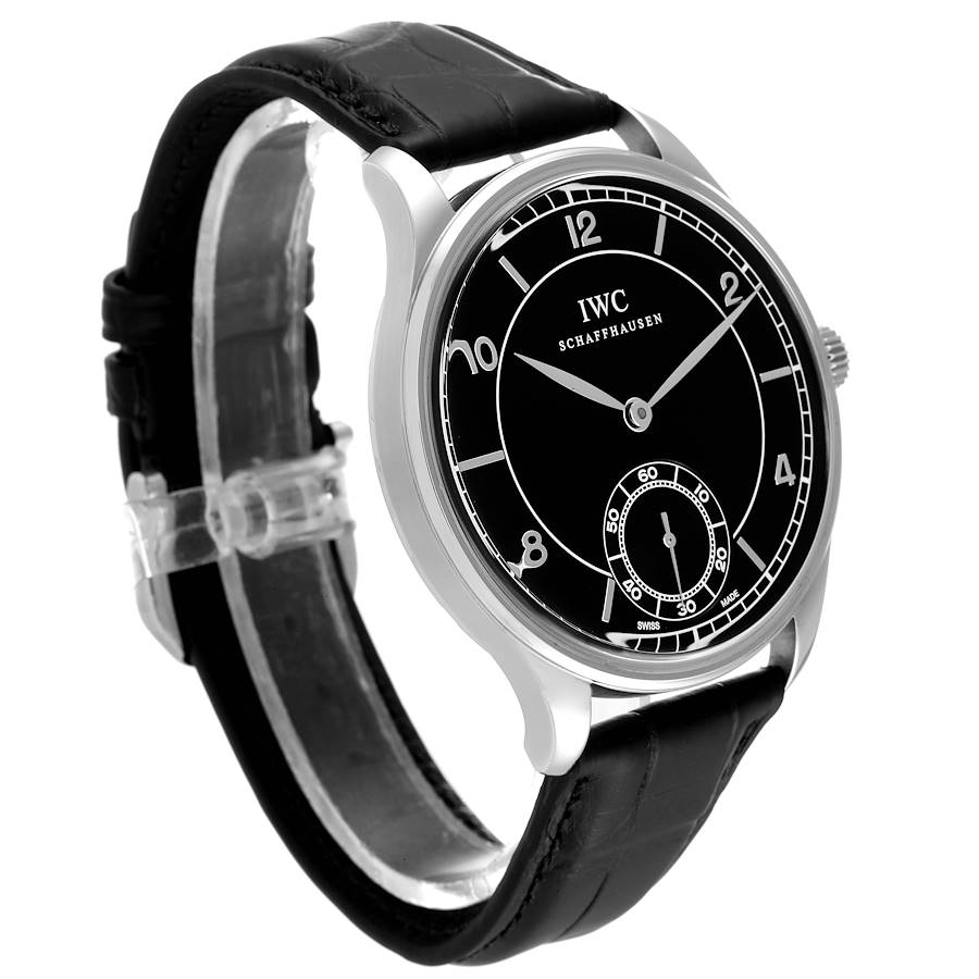IWC Portuguese Black Dial Vintage Style Steel Mens Watch IW544501