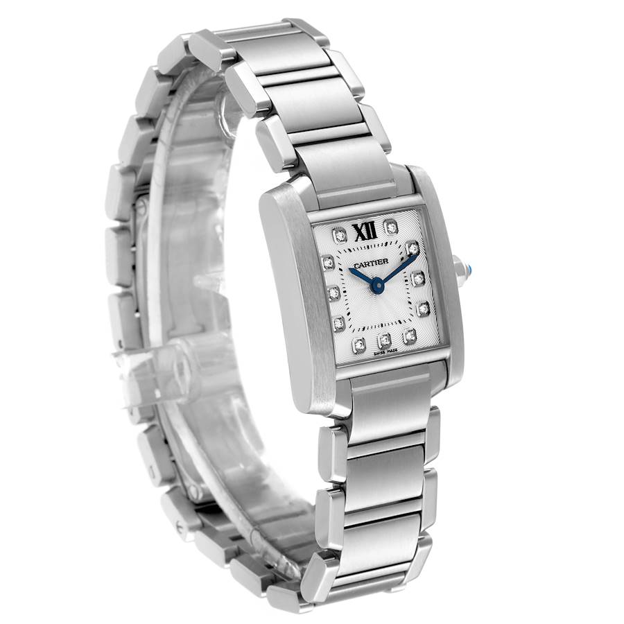 Cartier Tank Francaise Small Steel Diamond Dial Ladies Watch WE110006