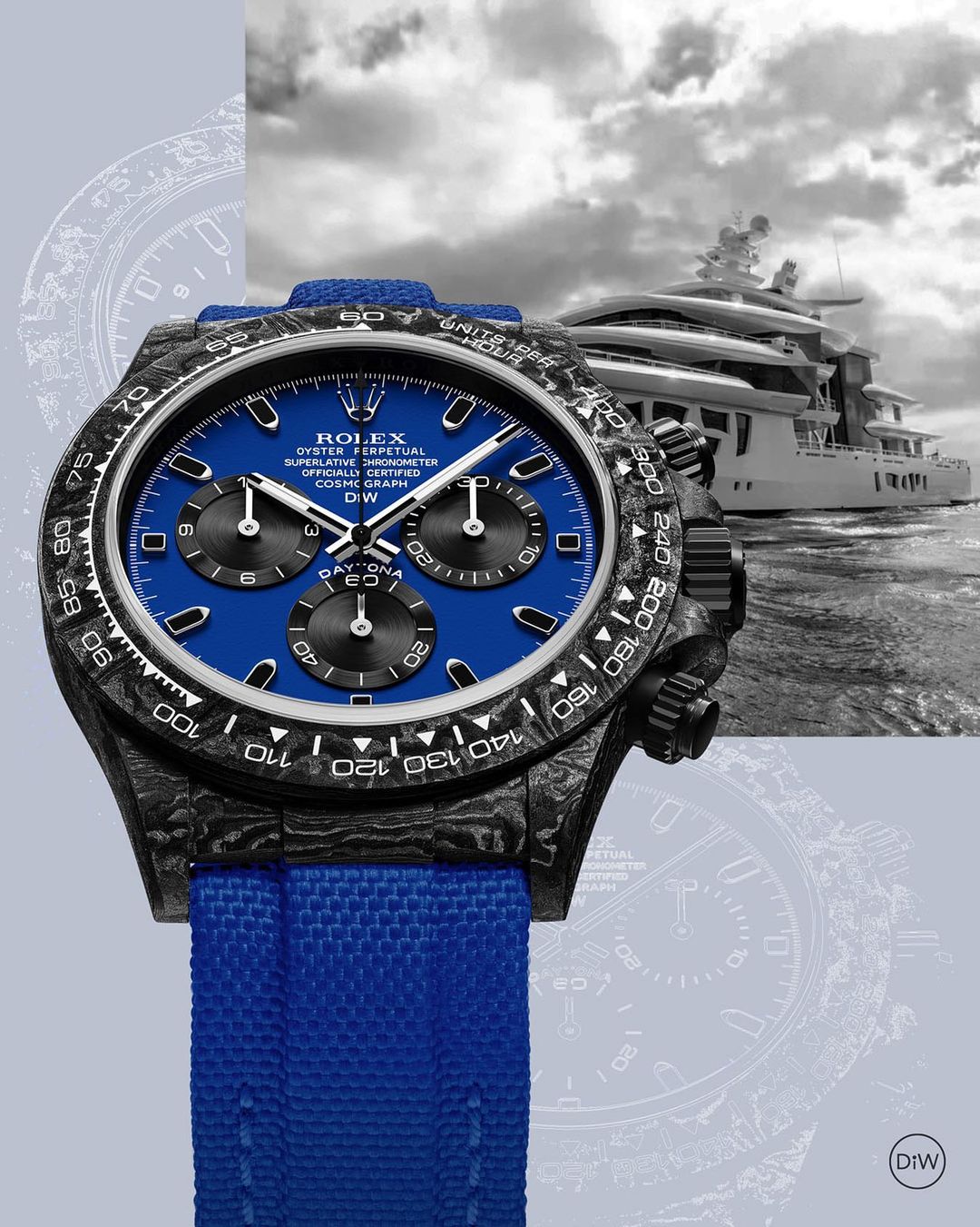 DiW Rolex Daytona Carbon "MIAMI BLUE"
