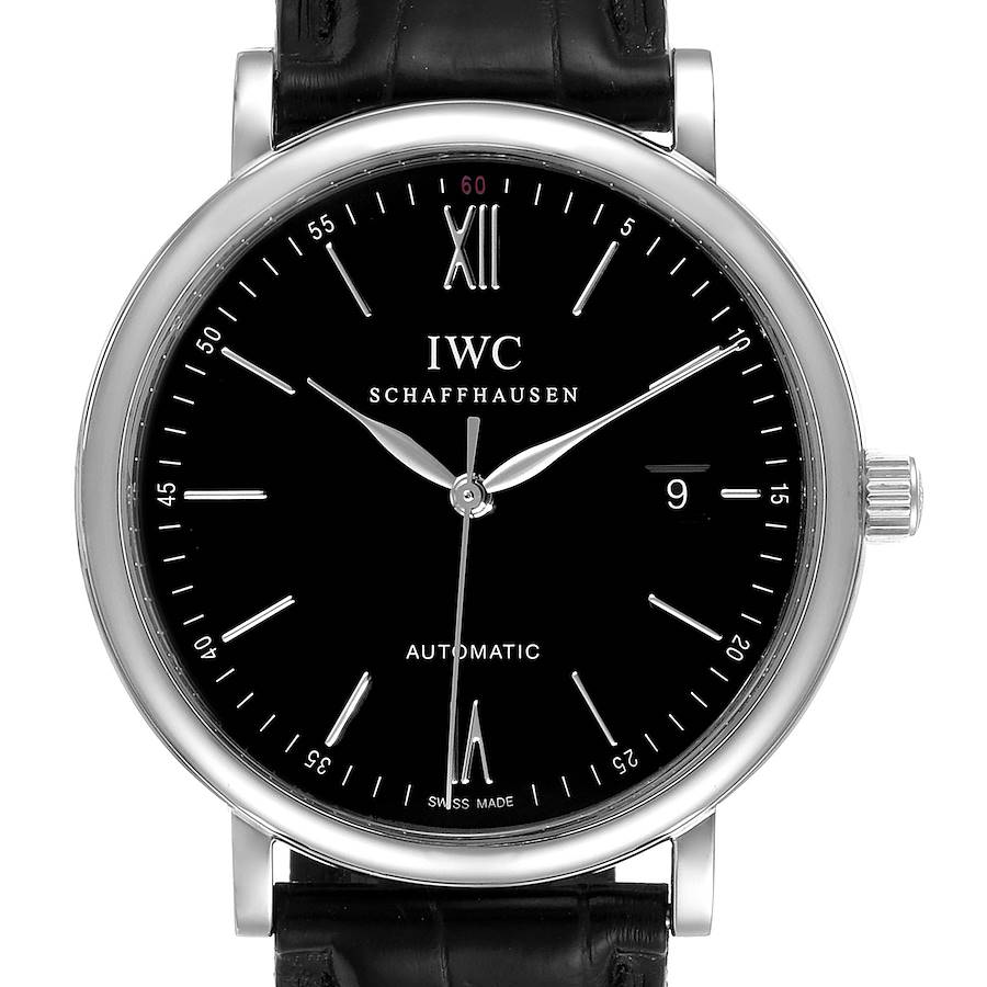 IWC Portofino Black Dial Automatic Steel Mens Watch IW356502