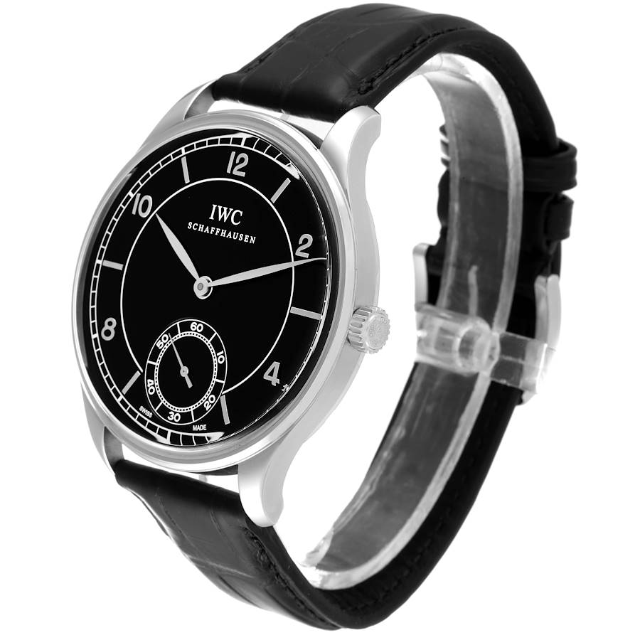 IWC Portuguese Black Dial Vintage Style Steel Mens Watch IW544501