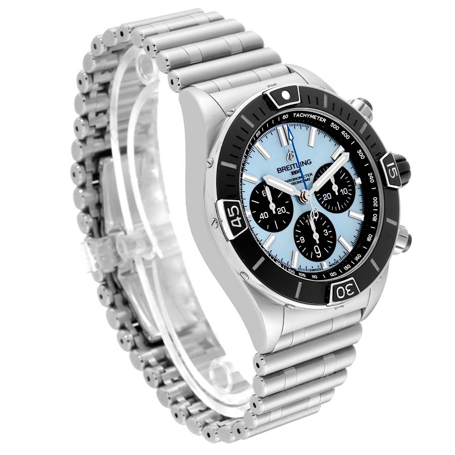 Breitling Chronomat B01 Ice Blue Dial Steel Mens Watch PB0136