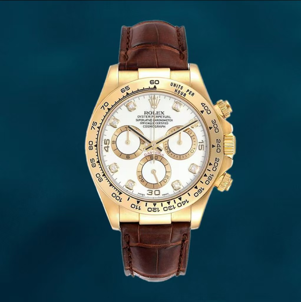 ROLEX - 40mm 18kt Gold DAYTONA White Strap MOP Diamond Dial 116518