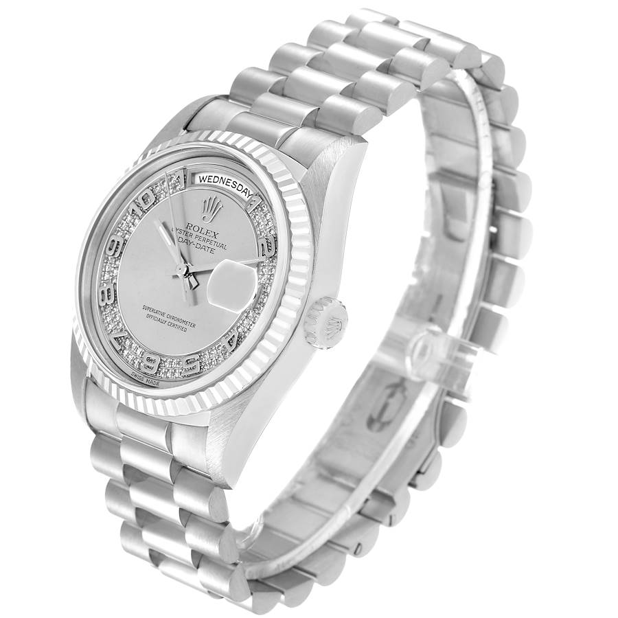 Rolex President Day-Date White Gold Myriad Diamond Dial Mens Watch 18239
