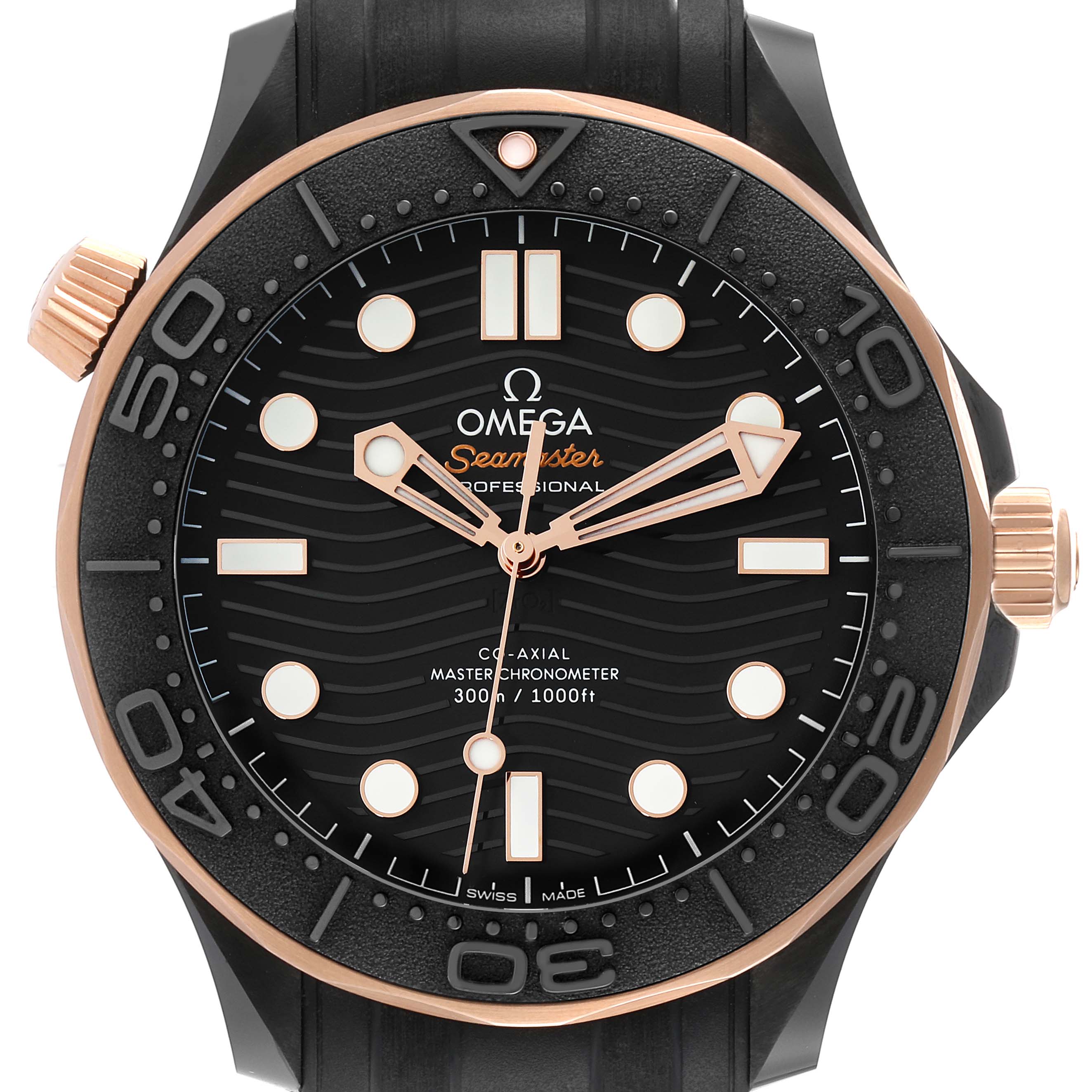 Omega Seamaster Black Ceramic Rose Gold Mens Watch 43.5 MM 210.62.44.20.01.001