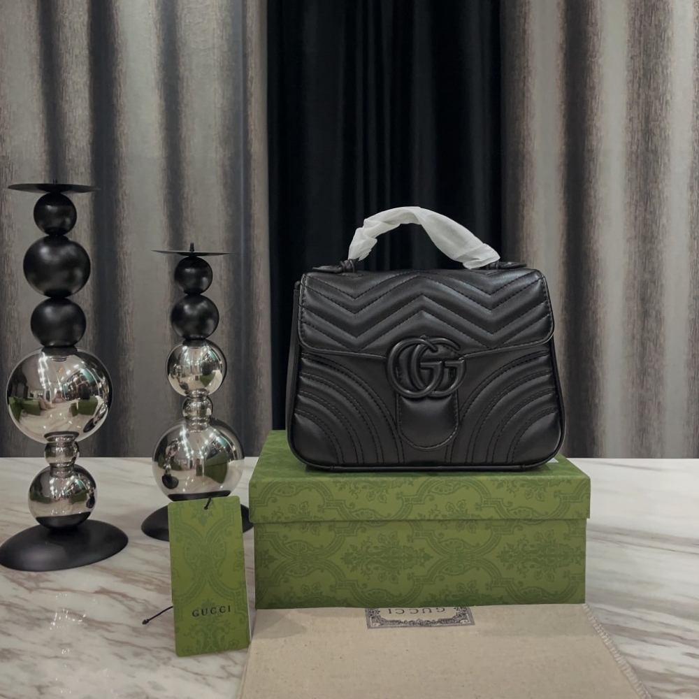 Gucci Gg Marmont Small Top Handle Bag Black 21Cm 702563 Dtdfv 1000