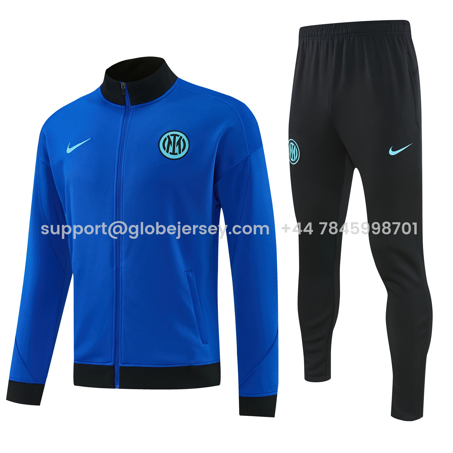 Inter Milan 25-26 Jacket Training Tracksuit - Ocean Blue Jackets & Black Pants