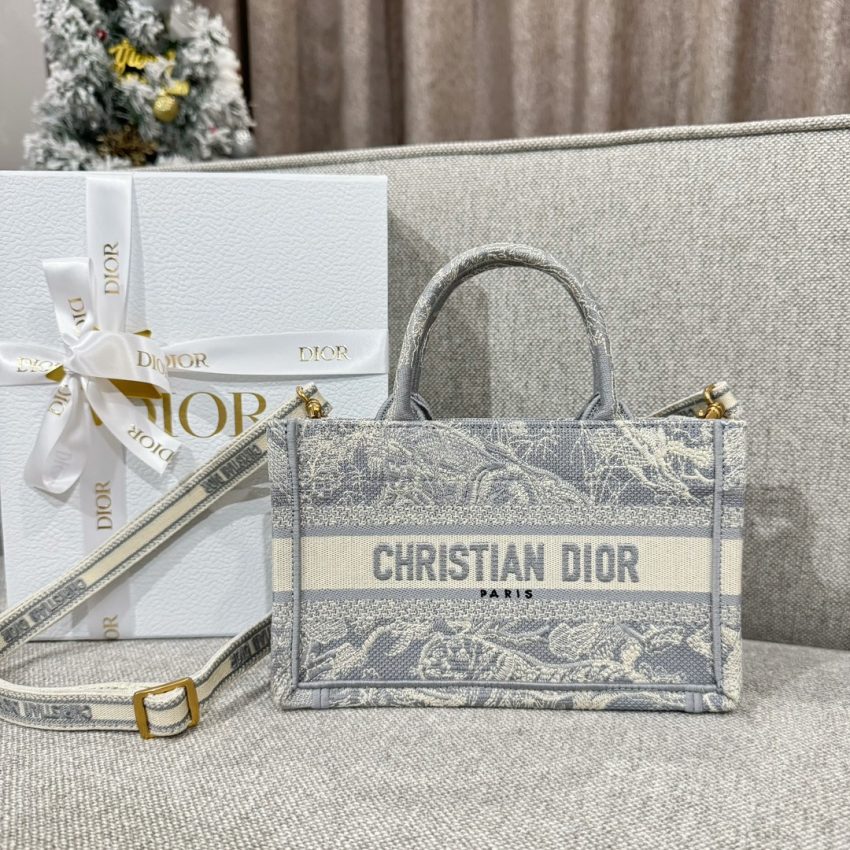 Replica Dior Tote Book Mini Grey Tiger