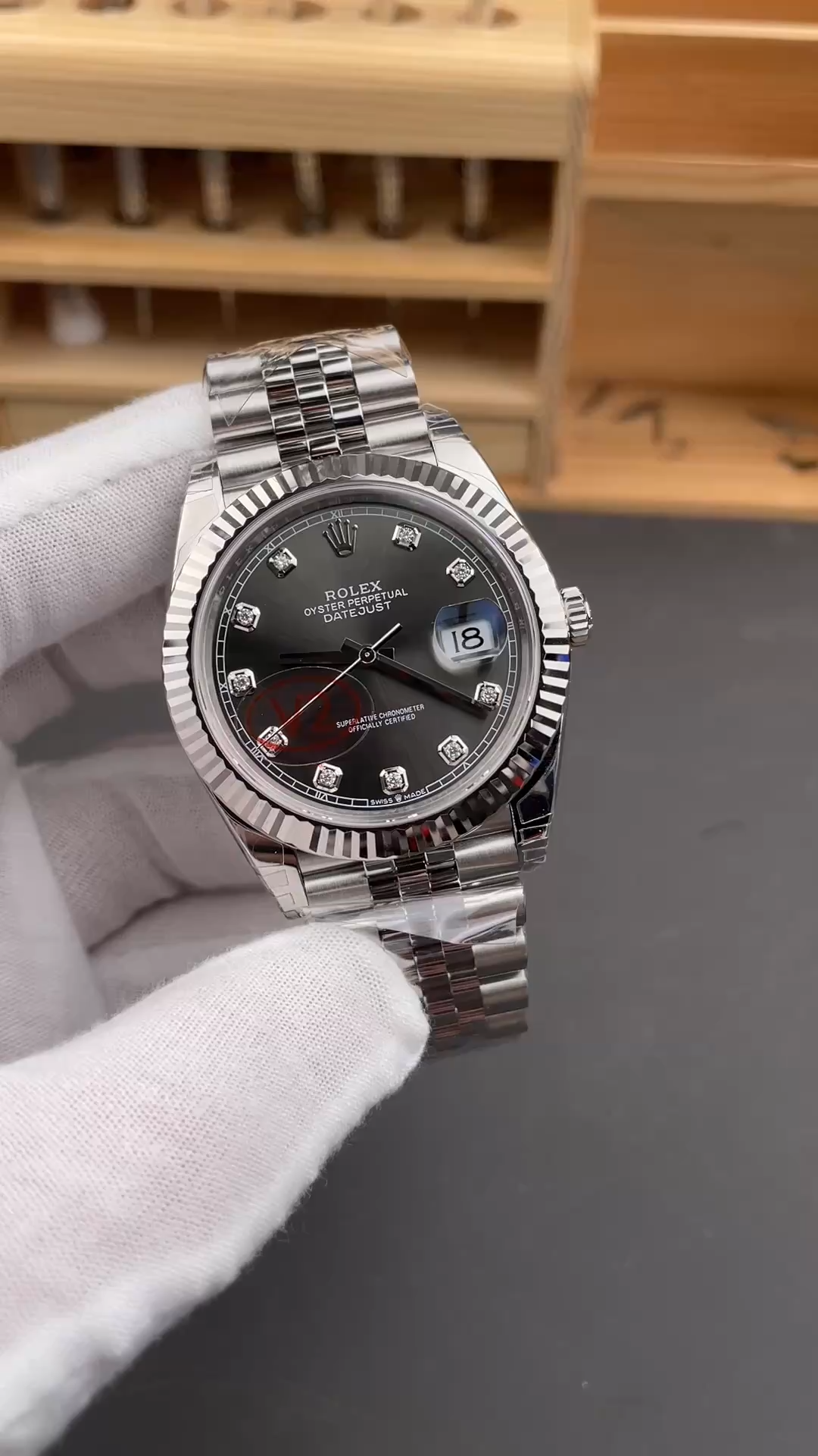 Rolex Datejust 41mm Black Diamond Dial White Rolesor Case m126334 0012 Men's Watch