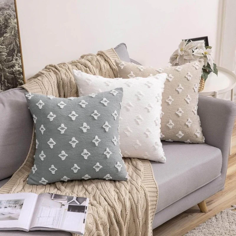 Decorative Rhombic Jacquard Pillowcase Soft Square Pillow Covers (Pack of 2)