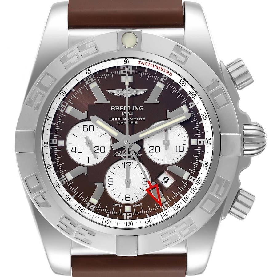 Breitling Chronomat GMT Steel Brown Dial Mens Watch AB0410