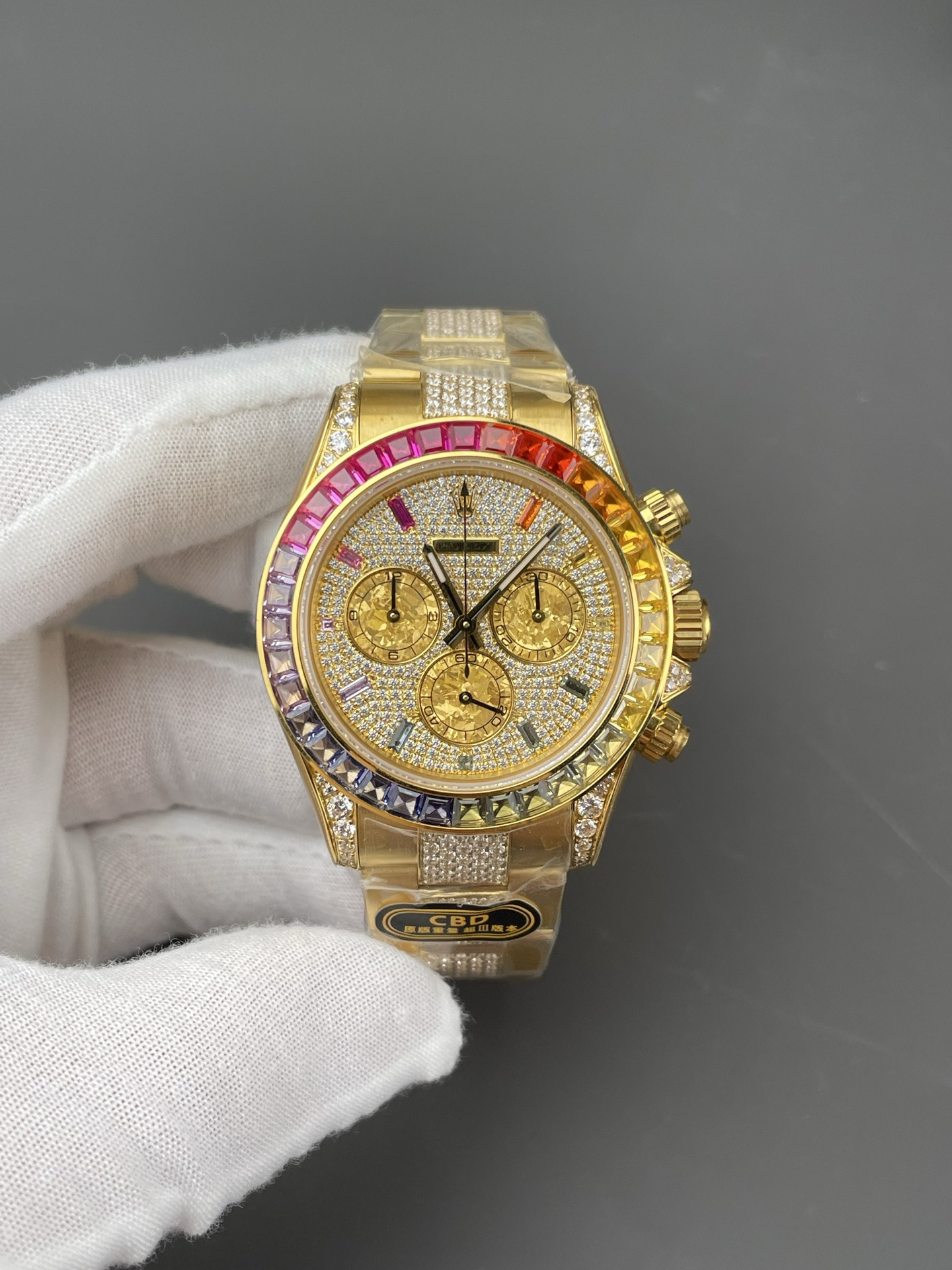 Rainbow Daytona Platinum Full Stone Bezel