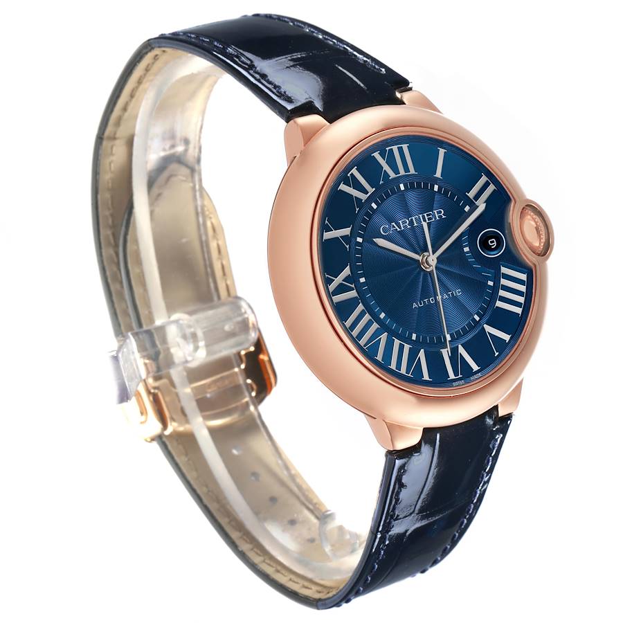 Cartier Ballon Bleu 42 Automatic Blue Dial Rose Gold Mens Watch WGBB0036