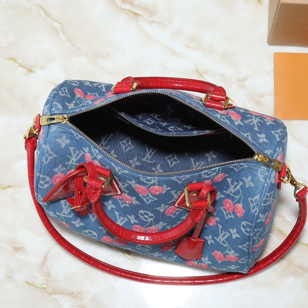 Louis Vuitton X Takashi Murakami Bolsa Speedy Soft 30 Monogram Denim Blue 30Cm N87627
