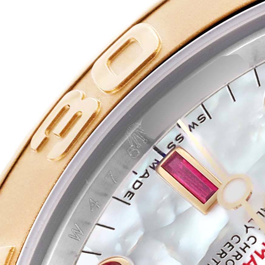 Rolex Yachtmaster 35 Midsize Steel Yellow Gold MOP Ruby Dial Watch 168623