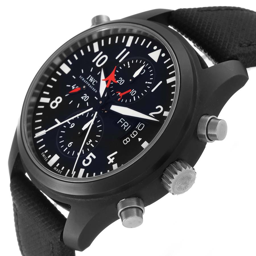 IWC Pilot Top Gun Rattrapante Chrono Mens Ceramic Watch IW379901