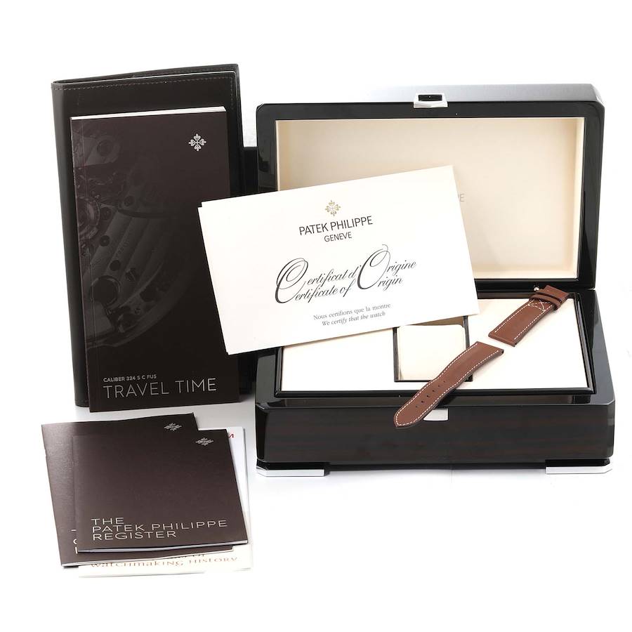 Patek Philippe Calatrava White Gold Pilot Travel Time Mens Watch 5524G