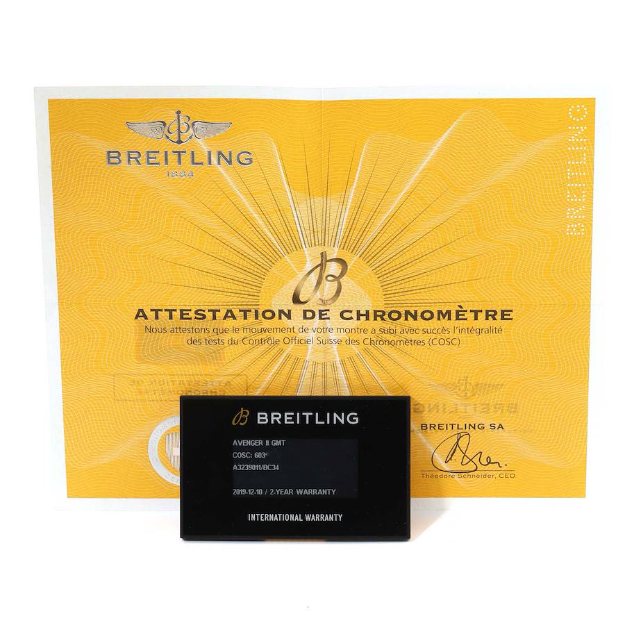 Breitling Aeromarine Avenger II GMT Black Dial Steel Mens Watch A32390