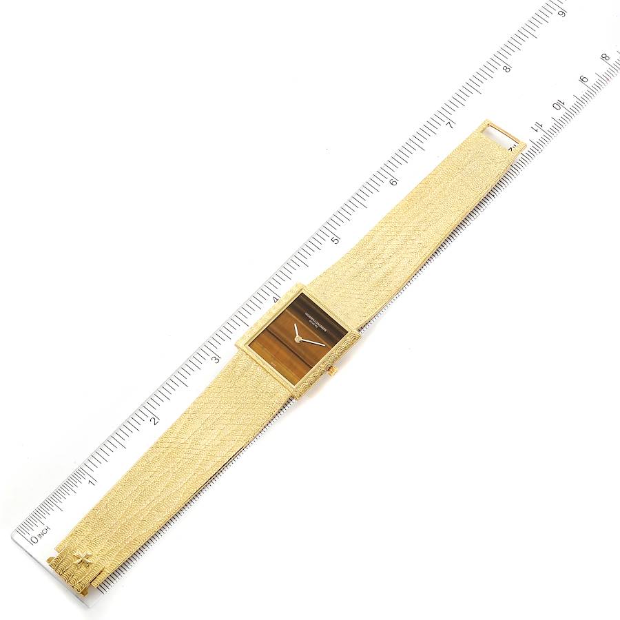 Vacheron Constantin 18k Yellow Gold Tiger Eye Stone Dial Vintage Watch 7255