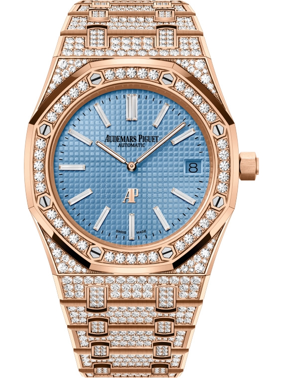 ROYAL OAK Light Blue Dial Yellow Gold Bracelet