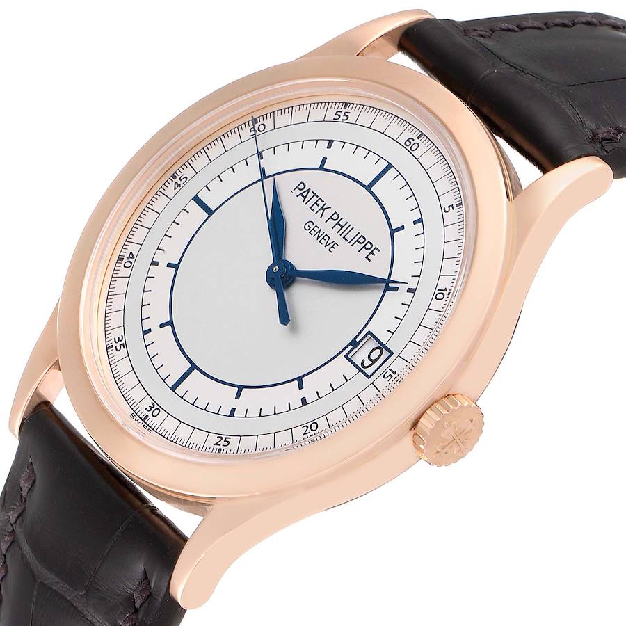 Patek Philippe Calatrava Rose Gold Silver Dial Mens Watch 5296 5296R