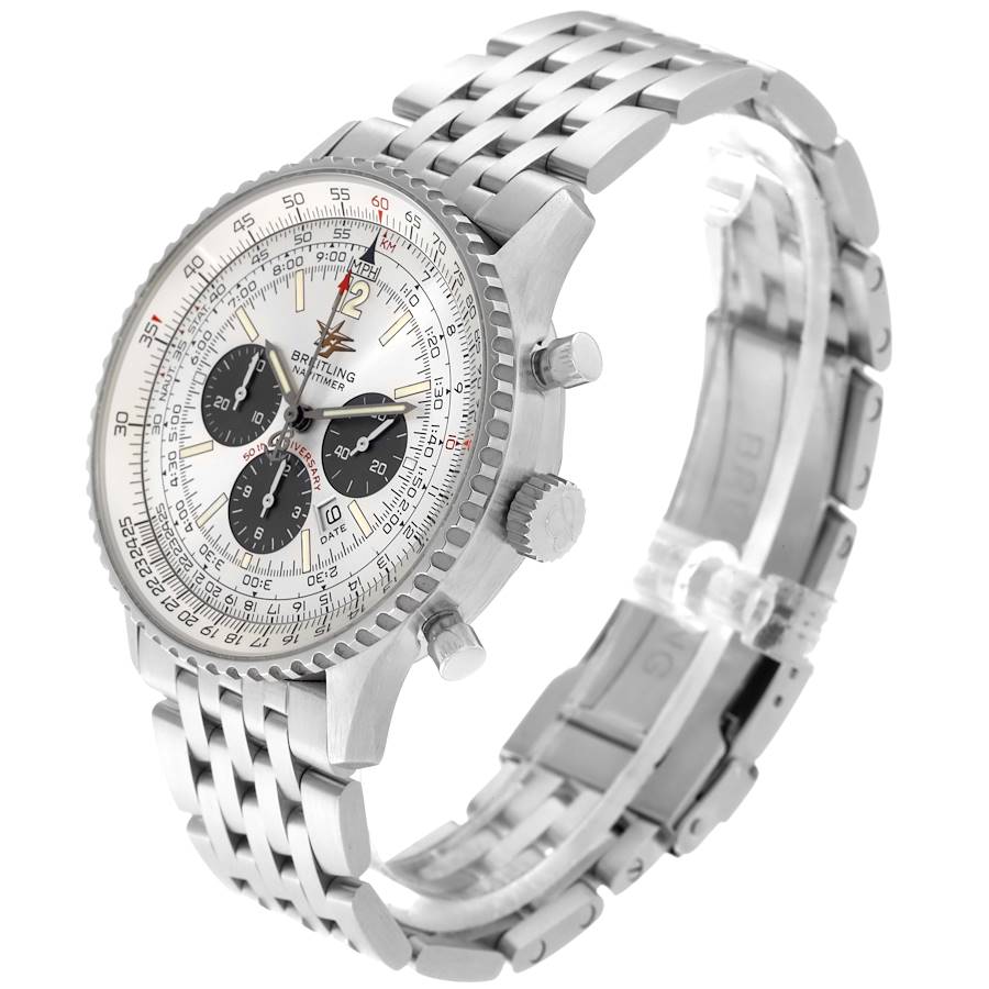 Breitling Navitimer 50th Anniversary Silver Dial Mens Watch A41322