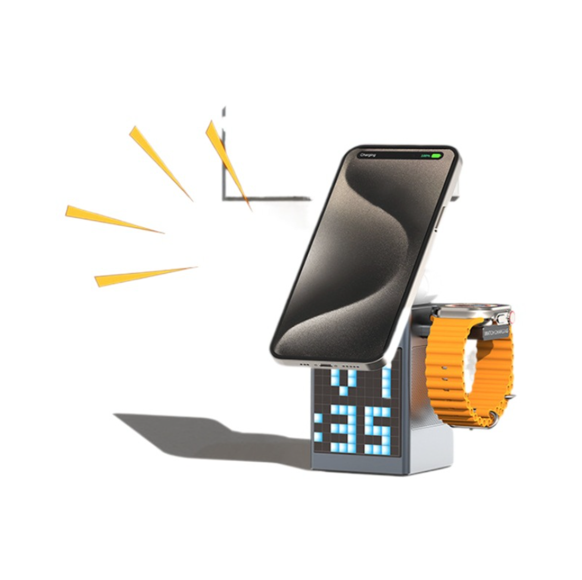 LED Digital Wireless Charging Dock for Phone and Smartwatch