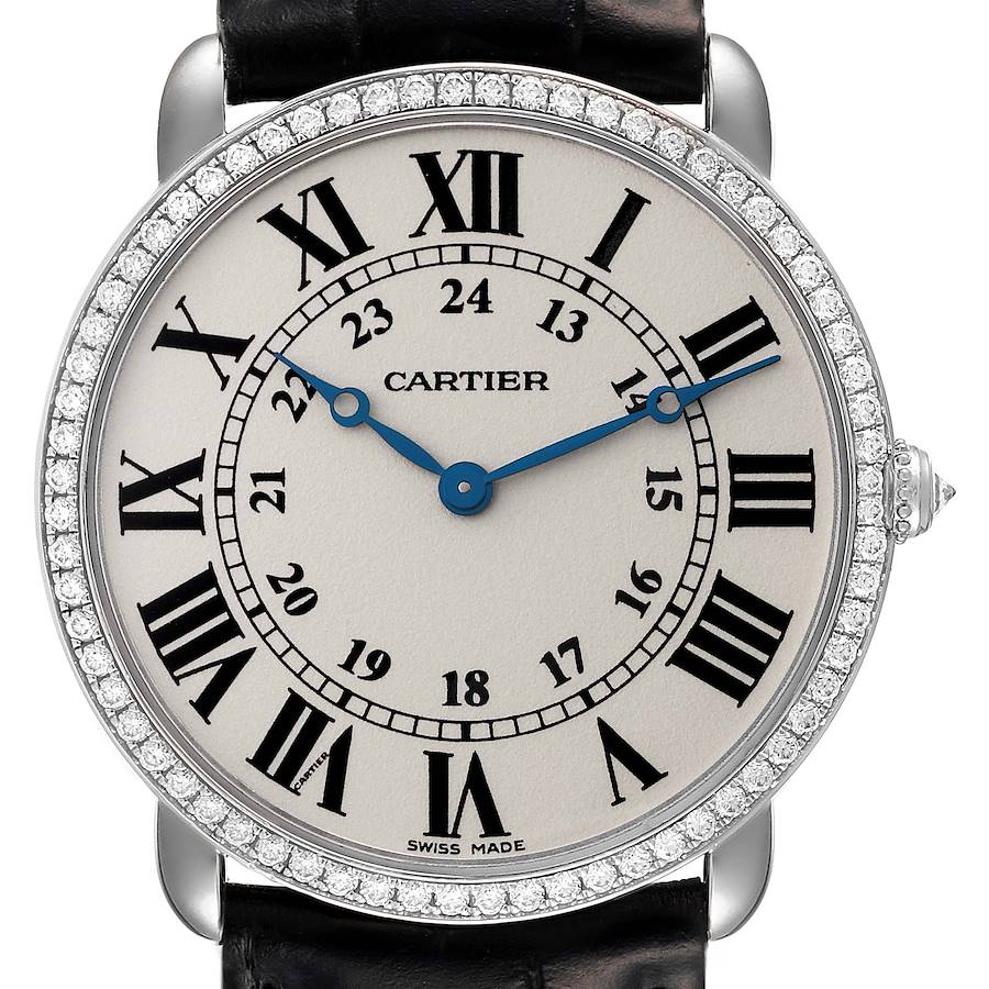 Cartier Ronde Louis White Gold Diamond Mens Watch WR000551